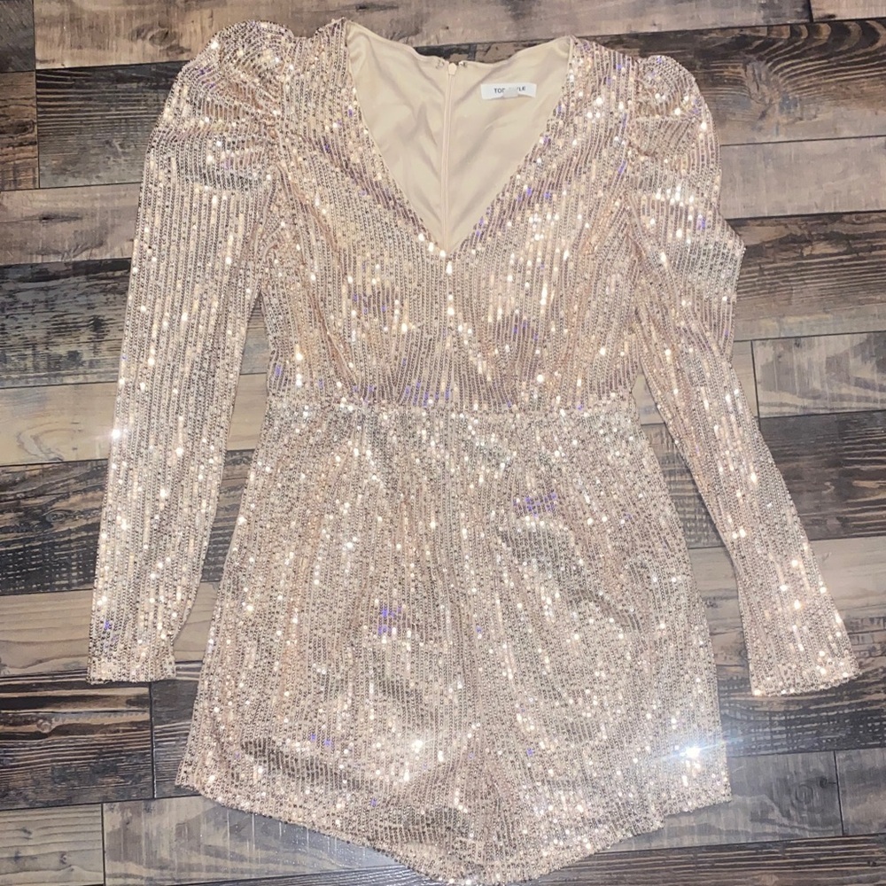 NWOT Sequin gold romper Jumpsuit